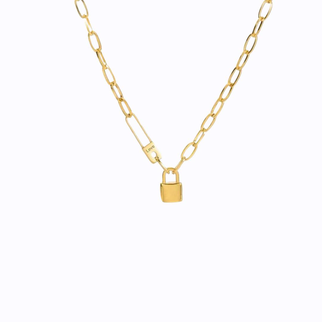Gold Lock S/S Necklace