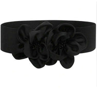 Black Elastic Flower Belt