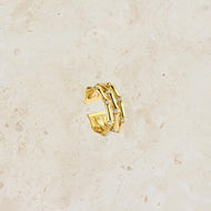 Gold/Rhinestone S/S Adjustable Ring