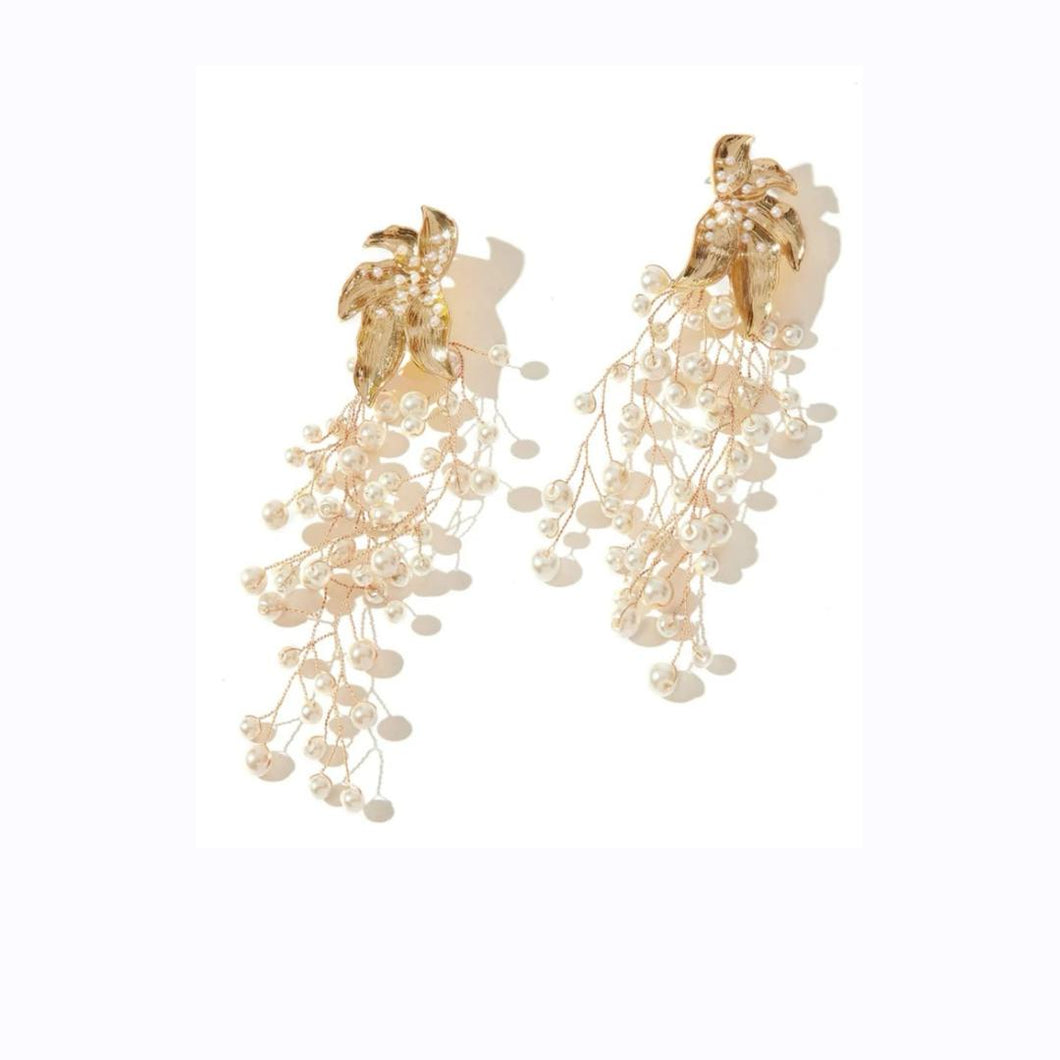 Big Gold Pearl Beads Earrings