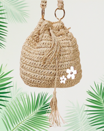 Beige & White Mimbre Bag