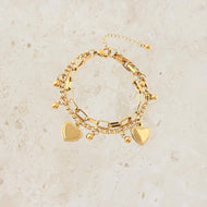 Gold Heart Multi Titanium Bracelet