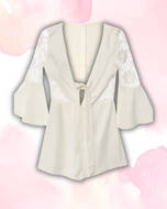 White Bell Sleeve Lace Romper