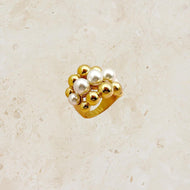 Gold/Pearl Chunky S/S Ring