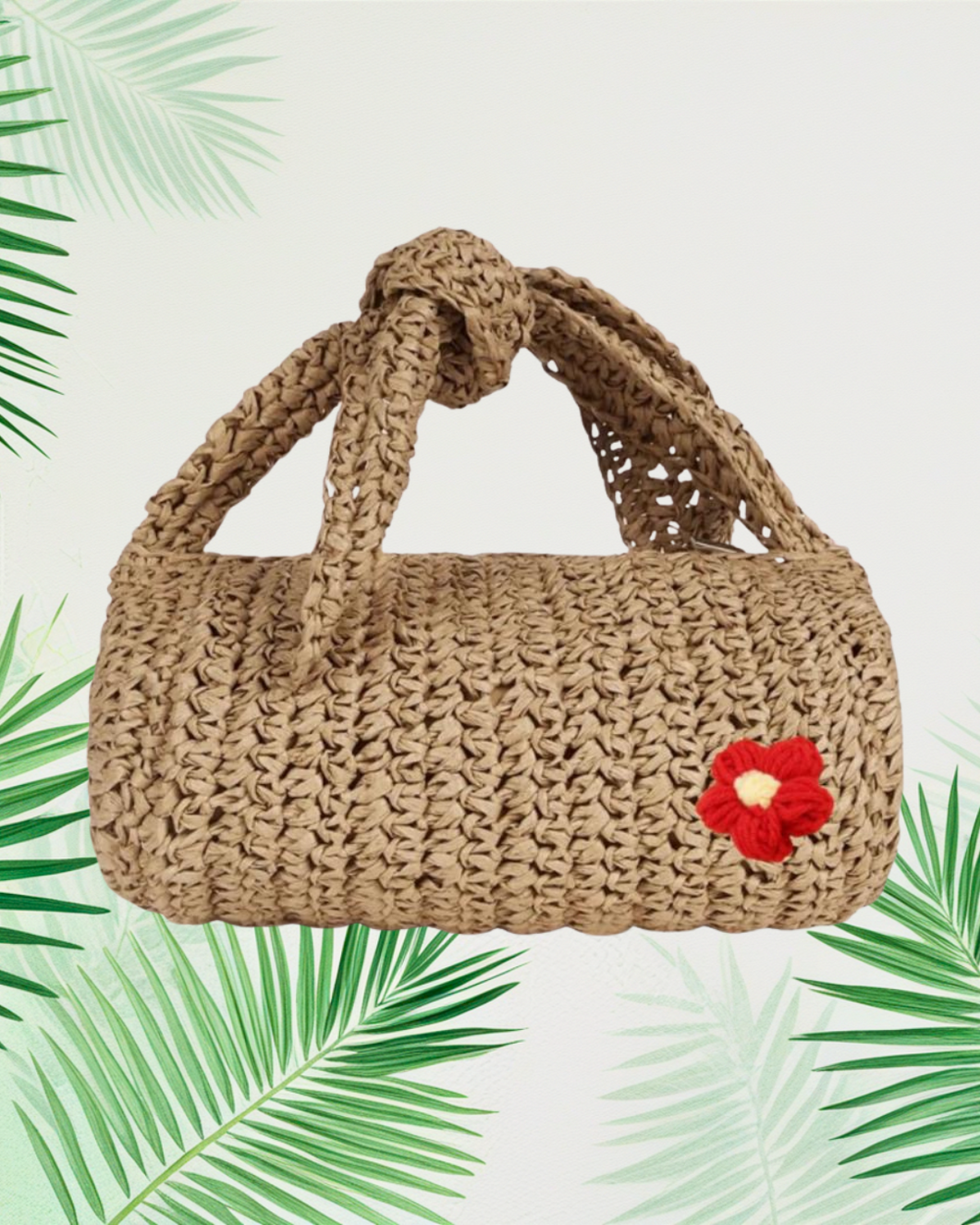Tan Red Flower Bag