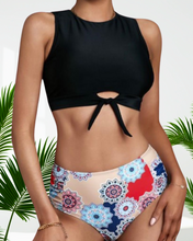 Load image into Gallery viewer, Black-Blue Abstract Swimwear
