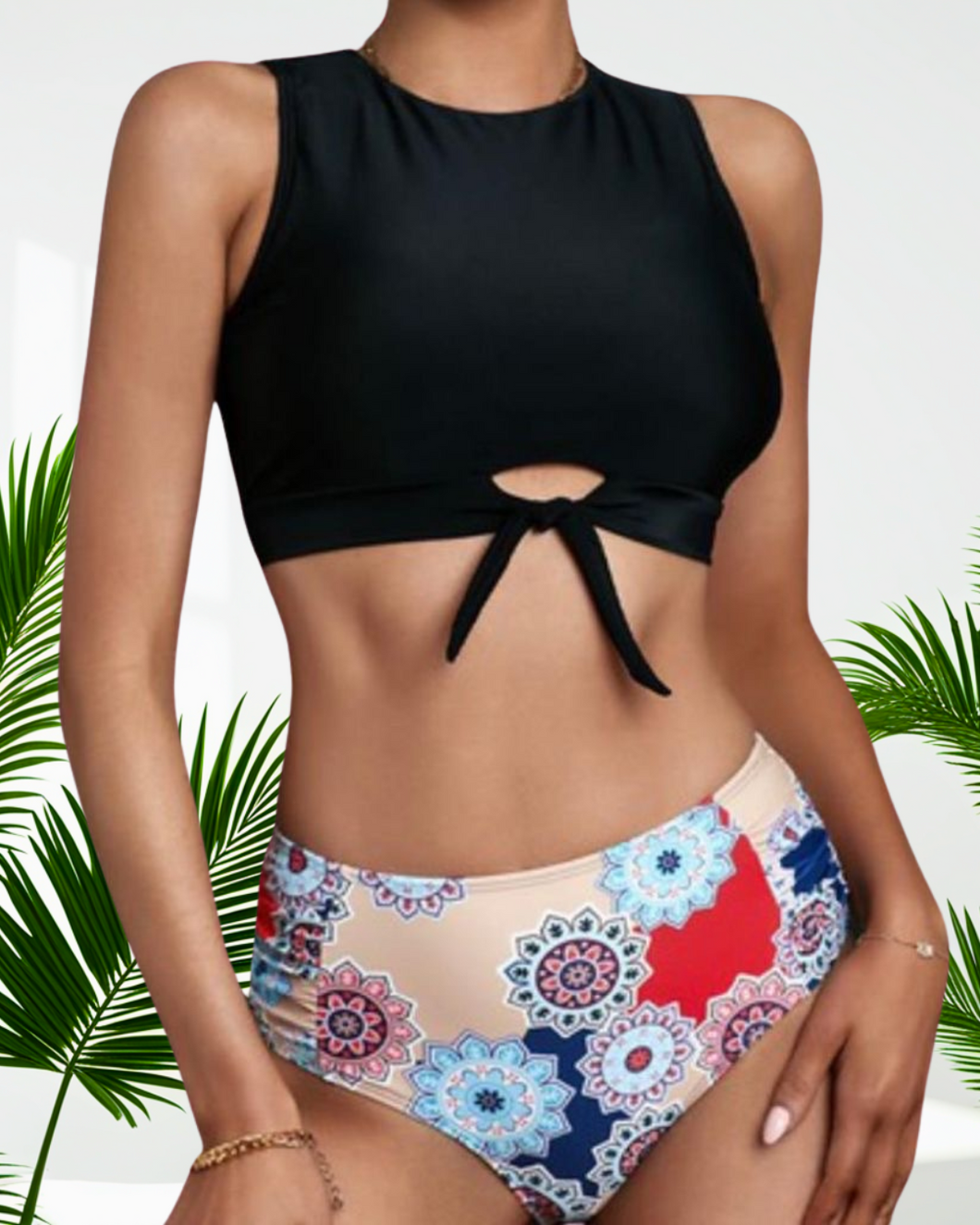 Black-Blue Abstract Swimwear