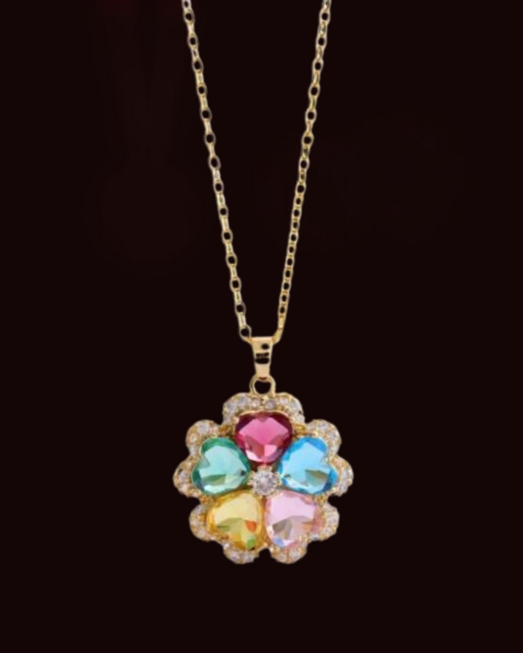 Colorful Rhinestone Flower Necklace