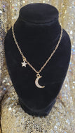 Moon & Star Rhinestone Necklace