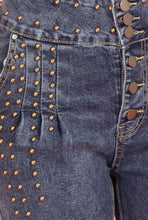 Load image into Gallery viewer, High Waisted Denim &amp; Gold Pearl Jeans
