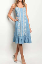 Load image into Gallery viewer, Denim Floral Dress - YouBoutiquepr
