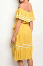 Load image into Gallery viewer, Mustard Off Shoulder Dress - YouBoutiquepr
