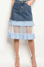Load image into Gallery viewer, Denim Lace Skirt - YouBoutiquepr

