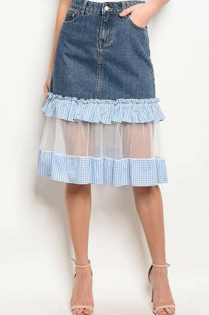 Denim Lace Skirt - YouBoutiquepr