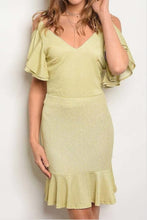 Load image into Gallery viewer, Glitter Neck Gold Dress - YouBoutiquepr
