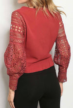Load image into Gallery viewer, Burgundy Lace Blouse - YouBoutiquepr
