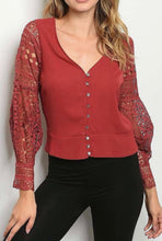 Load image into Gallery viewer, Burgundy Lace Blouse - YouBoutiquepr
