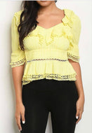 Yellow Ruffle Blouse - YouBoutiquepr