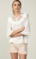 White Ruffle Rounded Blouse