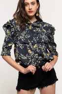 Charcoal Floral Blouse