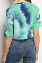 Load image into Gallery viewer, Mint Navy Tie Dye Crop
