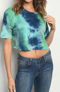 Mint Navy Tie Dye Crop