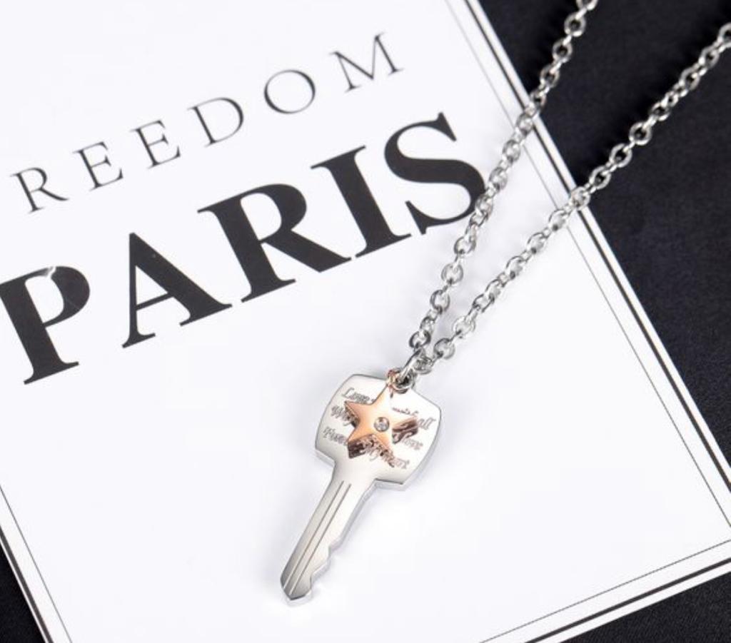 Silver Key Message Necklace