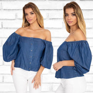 Denim Off Shoulder Top