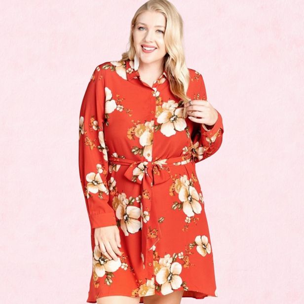 Rust Floral Dress