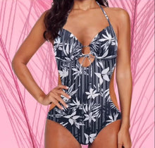 Load image into Gallery viewer, Floral Gray Trikini
