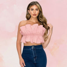 Load image into Gallery viewer, Rose Ruffled Crop Top
