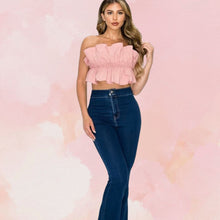 Load image into Gallery viewer, Rose Ruffled Crop Top
