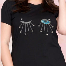 Load image into Gallery viewer, Black Eye Rhinestone Top

