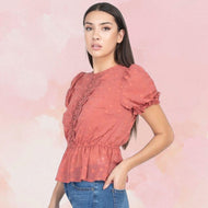 Marsala Peplum Lace Blouse