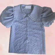 Gingham Blue Pearl Blouse