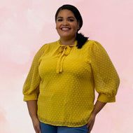 Mustard Lace Blouse - YouBoutiquepr