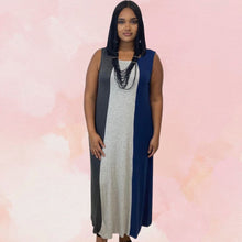Load image into Gallery viewer, Navy &amp; Gray Maxi Dress
