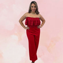 Load image into Gallery viewer, Red Lace Jumpsuit
