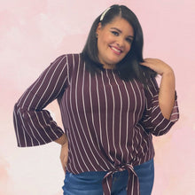 Load image into Gallery viewer, Burgundy Stripes Blouse
