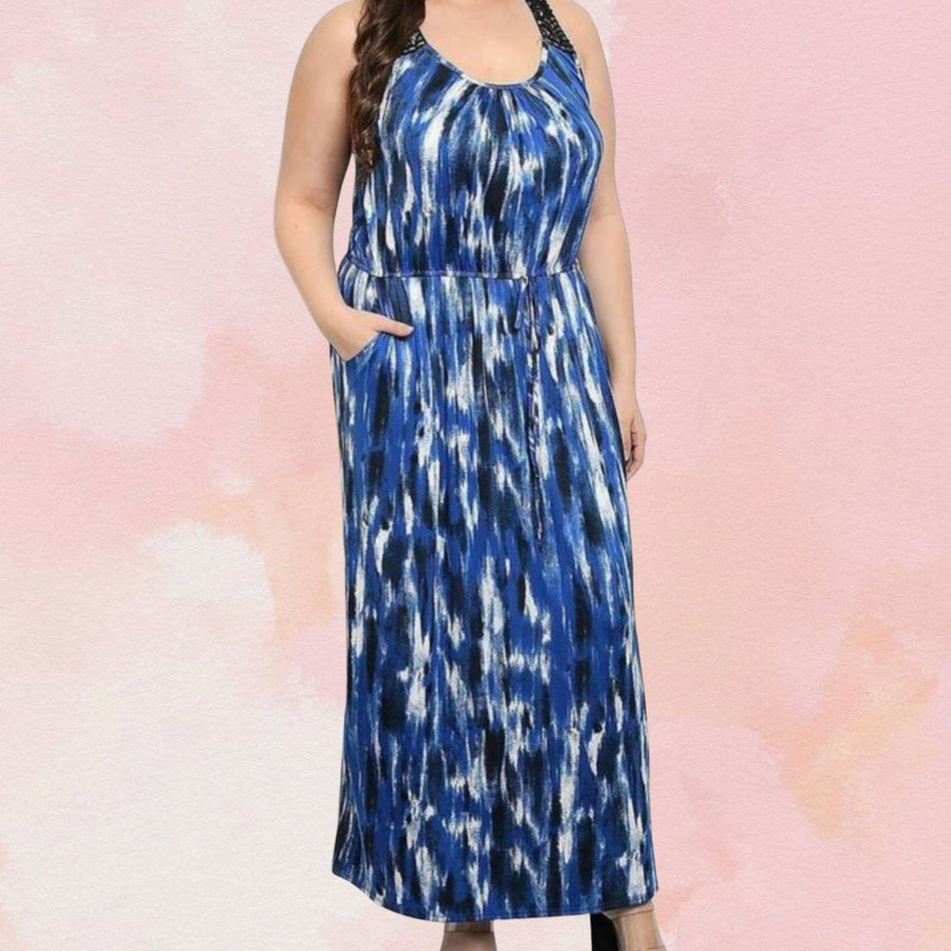 Blue Tie Dye Maxi Dress