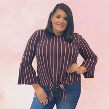Load image into Gallery viewer, Burgundy Stripes Blouse
