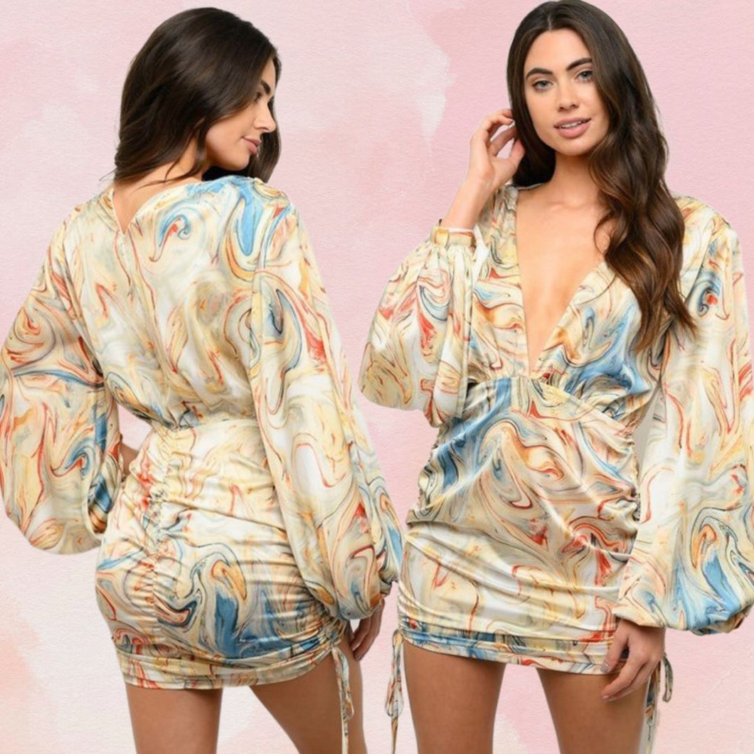 Tie Dye Satin Dress