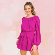 Load image into Gallery viewer, Fuchsia Long Sleeve Romper
