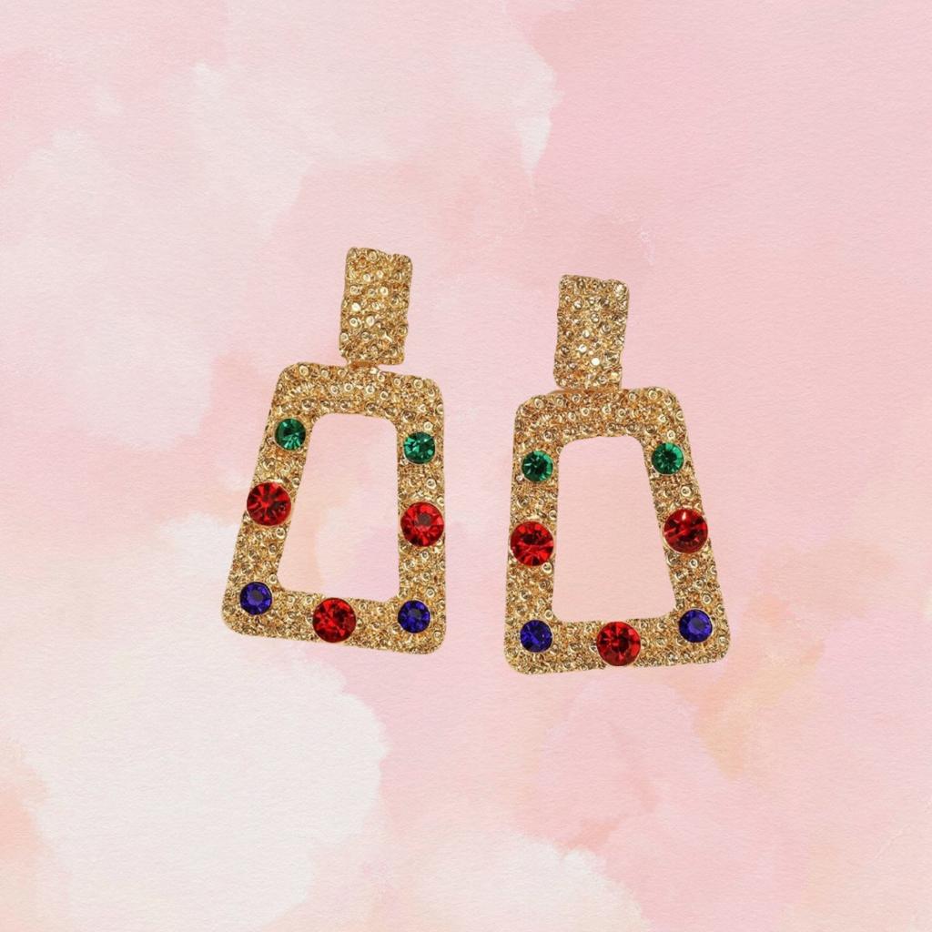 Square Color Gold Earring