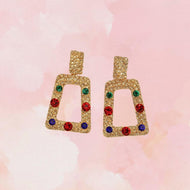 Square Color Gold Earring