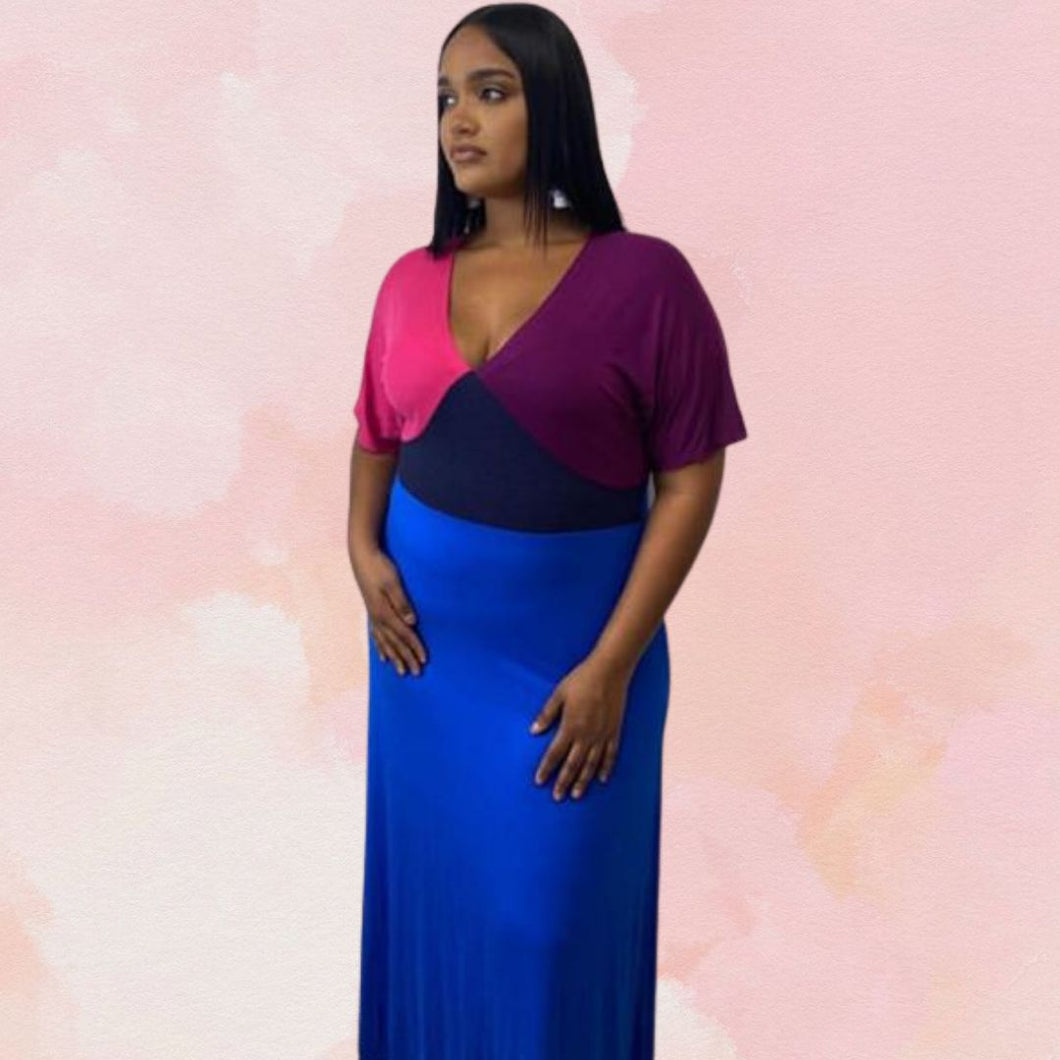 Fuchsia & Blue Maxi Dress