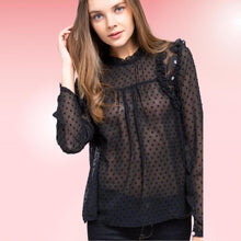 Load image into Gallery viewer, Black Transparent Polka Dot Blouse
