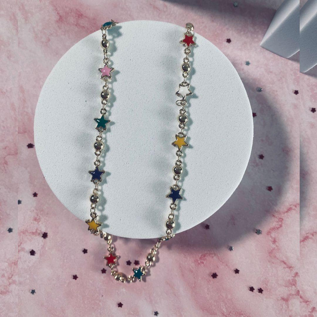 Colorful Stars Gold Necklace