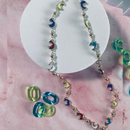 Colorful Dolphins Gold Necklace