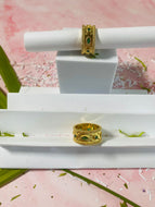 Green Diamonds Gold Ring
